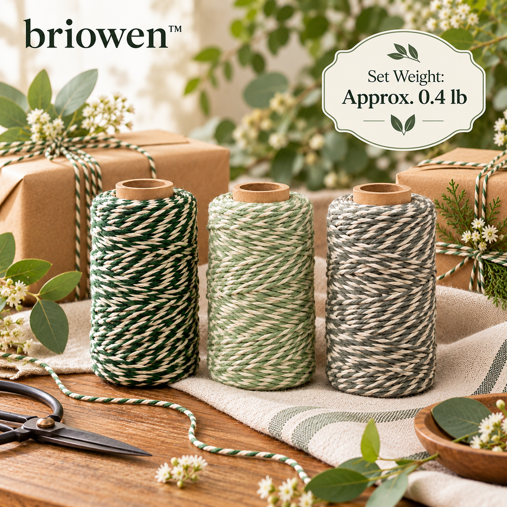 𝐛𝐫𝐢𝐨𝐰𝐞𝐧™ Woodland Cotton Twine and Decorative Gift Wrapping Cord Set