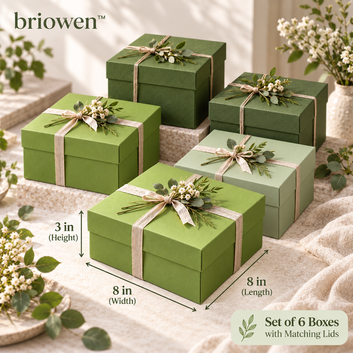 𝐛𝐫𝐢𝐨𝐰𝐞𝐧™ Meadow Fold Gift Boxes with Matching Lids Set