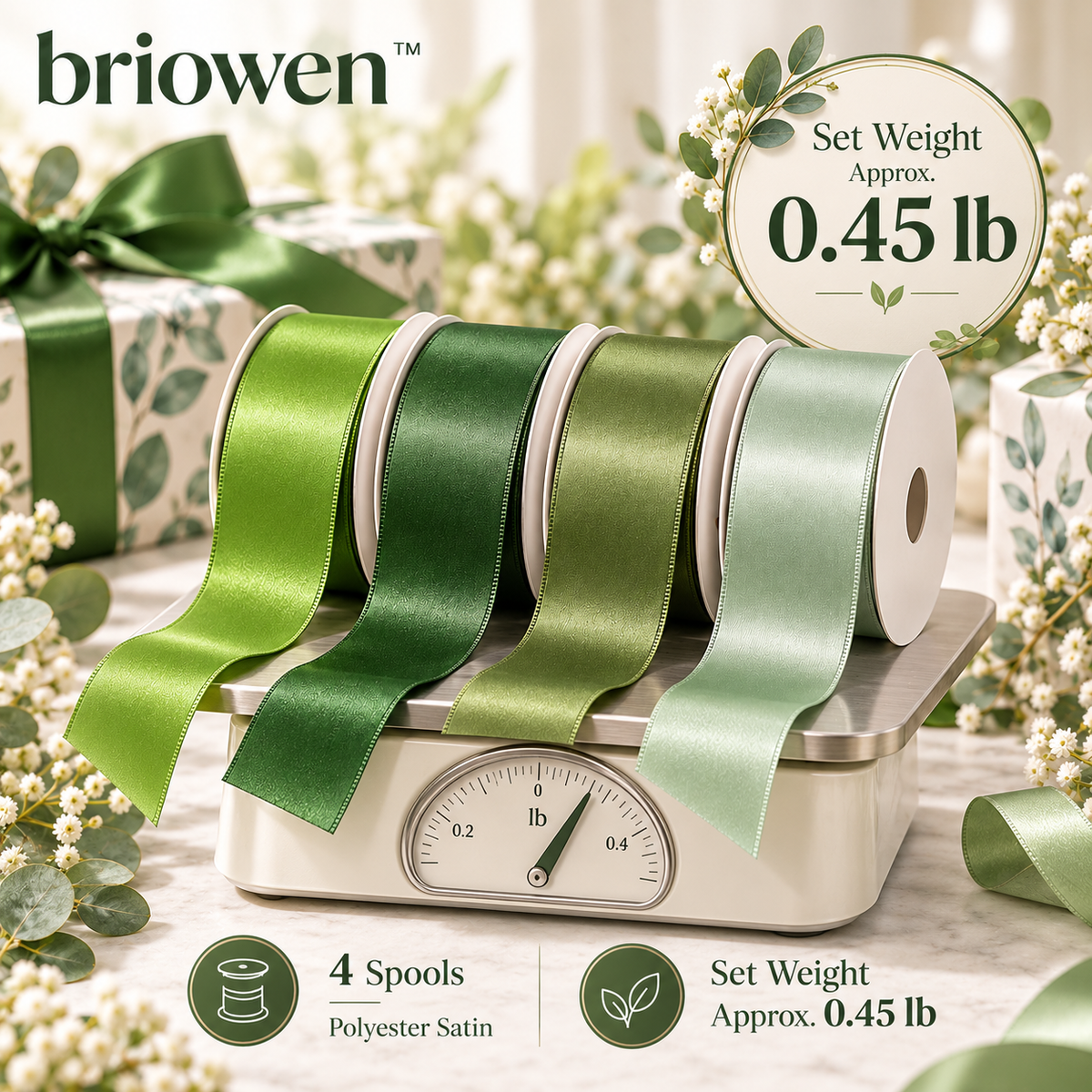 𝐛𝐫𝐢𝐨𝐰𝐞𝐧™ Forest Satin Ribbon Gift Wrapping Spool Set