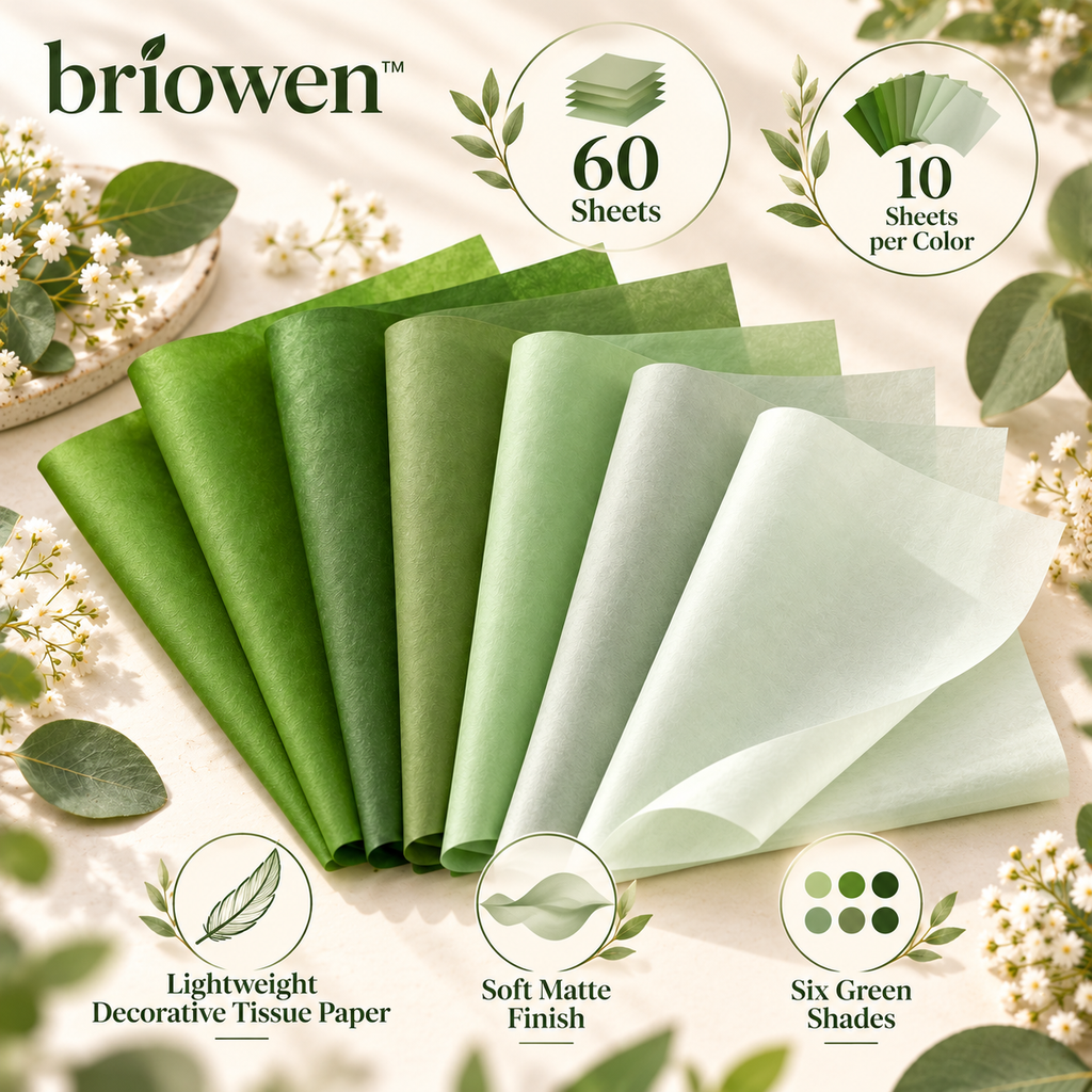 𝐛𝐫𝐢𝐨𝐰𝐞𝐧™ Misty Sage Gift Wrapping Tissue Paper Assortment