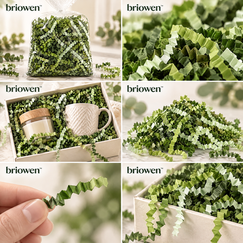 𝐛𝐫𝐢𝐨𝐰𝐞𝐧™ Moss Green Crinkle Cut Paper Shred Gift Box Filler