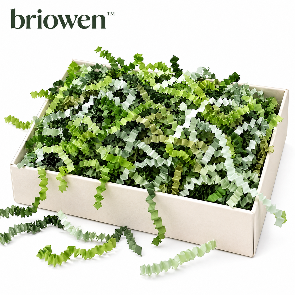 𝐛𝐫𝐢𝐨𝐰𝐞𝐧™ Moss Green Crinkle Cut Paper Shred Gift Box Filler