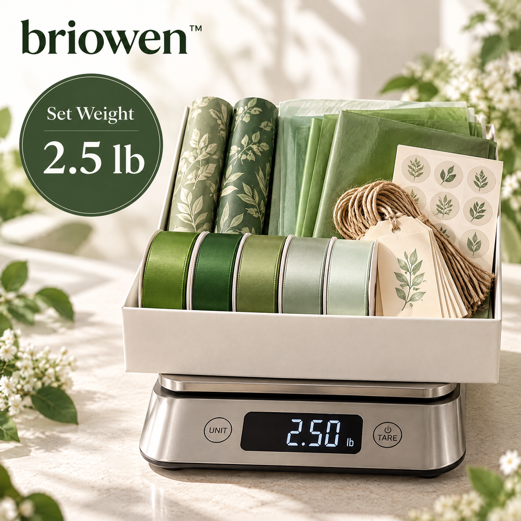 𝐛𝐫𝐢𝐨𝐰𝐞𝐧™ Botanical Gift Wrapping Paper Ribbon and Tag Starter Kit