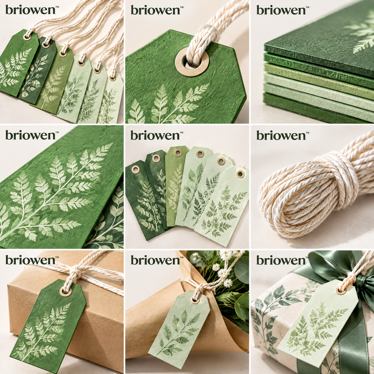 𝐛𝐫𝐢𝐨𝐰𝐞𝐧™ Fern Botanical Gift Tags with Cotton String Set