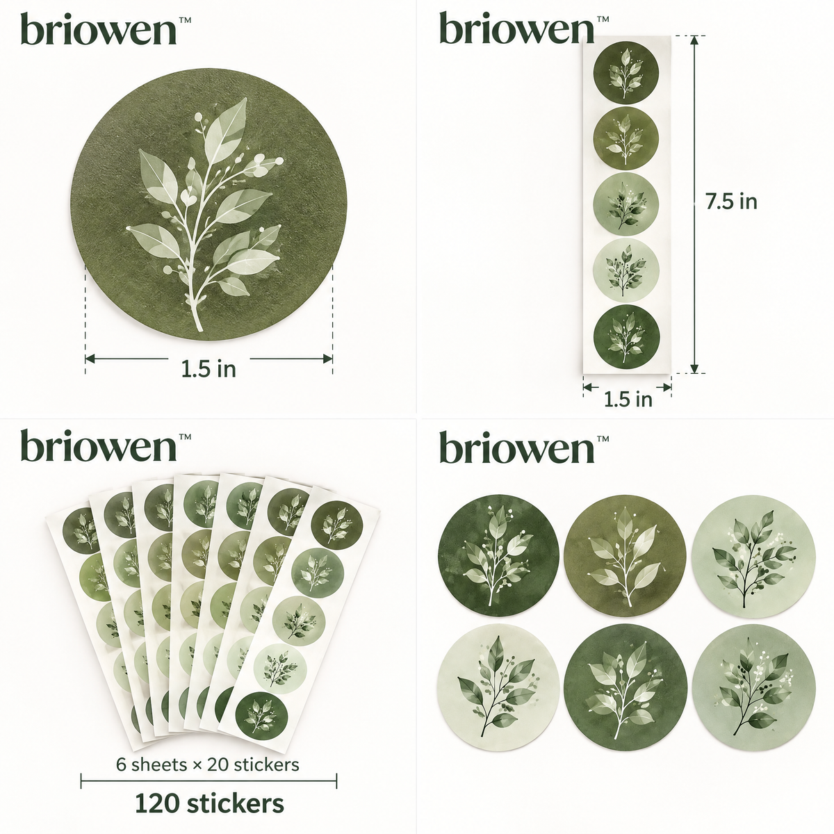 𝐛𝐫𝐢𝐨𝐰𝐞𝐧™ Botanical Leaf Decorative Gift Wrapping Sticker Seals